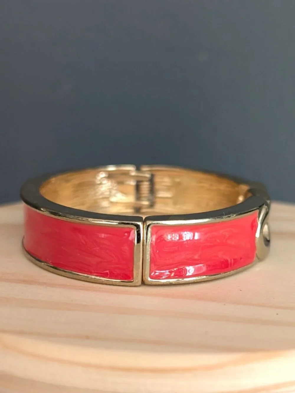 Gold and orange enamel bangle